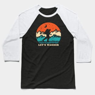 Let's Wander // Retro Sunset Outdoor Adventure Baseball T-Shirt